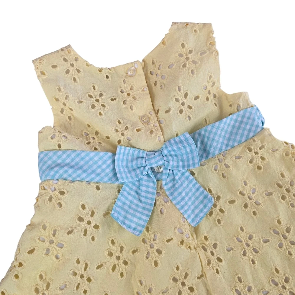 Blueberi Boulevard Girls Yellow Flower Eyelet Dress Size 2T Easter Party Spring